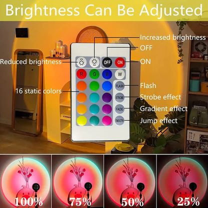 16-Color LED Sunset Projection Lamp with Remote