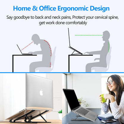 Portable Aluminum Laptop Stand – Lightweight Folding Laptop Riser with Adjustable Angle